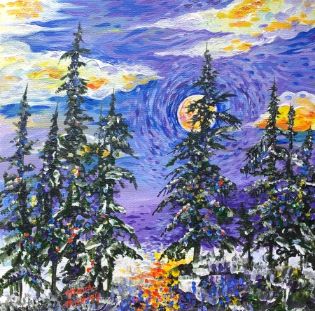 Fir Trees in the Snow II by artist March Mattingly